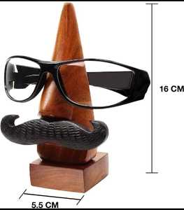 wooden nose shaped eyeglass <b>holder</b> stand quirky face <b>spectacle</b> display stand with red lips and black much - Product Image 3