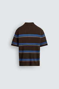 เสื้อถักลายริบสีน้ำตาลสำหรับผู้ชาย ลายทางตัดกัน โลโก้สั่งทำได้ ป้องกันการหดตัว ไซส์ XL-4XL รับผลิตตามแบบ (OEM) แขนสั้น ขายส่ง - Product Image 2