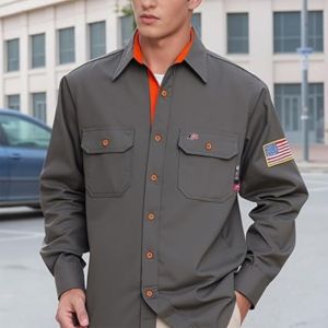 100% Cotton Clothing <b>Welding</b> <b>Shirt</b> Outdoor Use <b>Shirts</b> for Men Hot Sale 100% Cotton FR Work <b>Shirt</b> Fire-Resistant Safety Workwear - Product Image 4