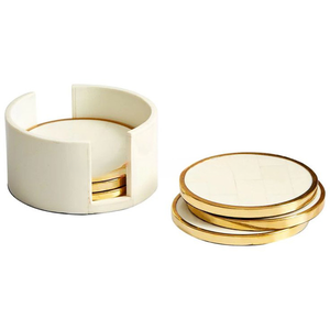Sous-verres de style européen en marbre et or, forme ronde, pour café et verres de bureau, qualité exclusive pour usage domestique - Product Image 1