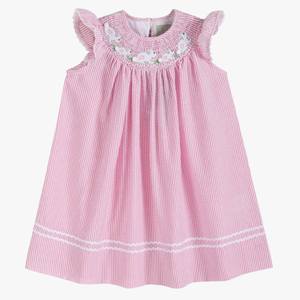 Vestido de Bebé Niña con Estampado de Rayas Rosas y Bordado de Conejito, Vestido sin Mangas para Bebés y Niñas Pequeñas, Estilo Boutique, para Pascua - Product Image 2