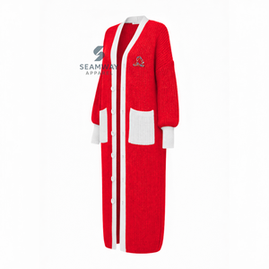 Delta | Sigma | Theta Sorority Women's Long Cardigan Embroidered <b>Cable</b> Knit Duster Acrylic Sweater Open Front Maxi Greek Apparel - Product Image 2