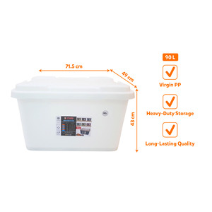 Contenedor organizador de ropa rectangular de plástico de 90L con tapa, caja de almacenamiento para armario, uso doméstico - Product Image 2