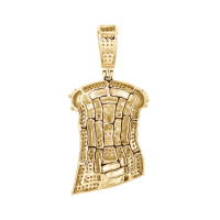 Pendentif Tête de Jésus en Or Massif 10K avec Diamant Taille Brillant Forme Visage, 1.90" x 0.80", 2 CT, Micro-Sertissage, Style Hip Hop pour Homme, Usage Quotidien