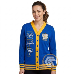 เสื้อคาร์ดิแกนปักอะคริลิค Sigma Gamma Rho แบบสั่งทำพิเศษ คุณภาพสูงสำหรับสตรี  ชุดลำลองฤดูหนาวสไตล์กรีก - Product Image 1