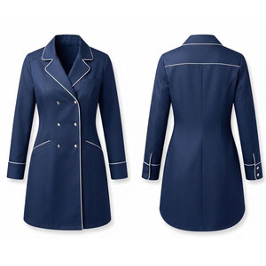 Elegante <span class=keywords><strong>Camice</strong></span> da Laboratorio Aderente per Donne, Manica Lunga, Abbigliamento Sanitario, Chiusura Frontale con Bottoni e Pratico Tasche Portaoggetti - Product Image 1