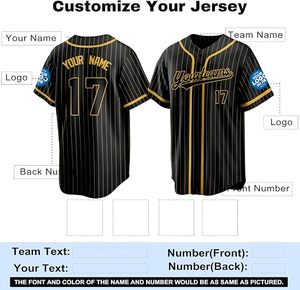 Camiseta de Béisbol Personalizada con Nombre, Número y Logotipo, Sublimada, Absorbente de Humedad, 100% Poliéster, para Adultos Unisex - Product Image 2