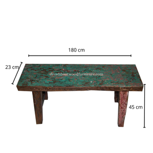 Banco Rita de Madera de Barco Reciclada, Color Original, Diseño Ecológico y Sostenible, Hecho a Mano, Minimalista, Capacidad para 4 Personas - Product Image 1