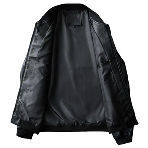 Chaqueta de piel sintética negra ajustada para hombre, prendas de vestir 5XL con logotipo frontal, abrigos de cuero PU para motocicleta para hombre - Product Image 5