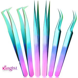 Custom Logo Curved Volume Eyelash Tweezer Set 90 Degree Russian Volume Fiber Tip Lash Tweezers for Eyelash Extension - Product Image 1