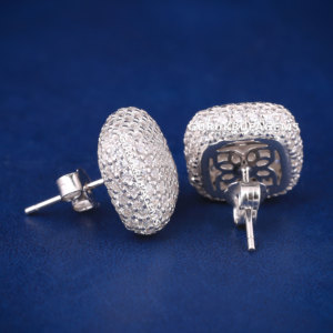 A unique earrings for men and women everyday wear premium look 925 <b>sterling</b> <b>silver</b> D VVS moissanite diamonds cushion shape <b>studs</b> - Product Image 4