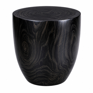 Table d'appoint Kala Exotic en bois de Suar massif, finition noire, design sculptural moderne, tabouret ottoman pour salon - Product Image 3