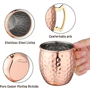 Drinkware Solid Copper MUG for Moscow Mule 99.9% With Rivets Long Lasting Quality Copper <b>Beer</b> Mugs Cheap Copper Mug With Handle - Product Image 2