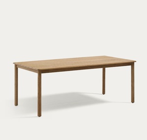 Table à manger moderne en teck massif – Plateau à lattes minimaliste, table en bois durable pour intérieur et extérieur, idéale pour les espaces contemporains - Product Image 1