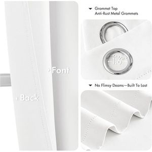 Rideaux occultants thermiques blancs purs de 63 pouces pour chambre et salon, 2 panneaux, économie d'énergie - Product Image 5