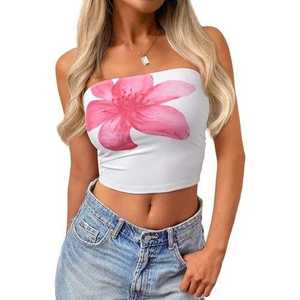 New Women's Short Bandeau <b>Crop</b> Tank <b>Top</b> Lightweight Quick Dry Breathable Strapless Padded - Product Image 2