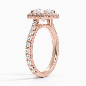 Anillo de Compromiso Estelle Halo con Moissanita de Corte Radiante, Chapado en Oro de 14K, con Engaste de Garras, para Boda, Aniversario o Fiesta - Product Image 4