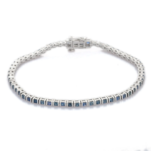 18K Square Cut <b>Blue</b> <b>Sapphire</b> Fashion Tennis <b>Bracelet</b> - Product Image 4