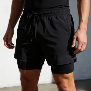 Men's High Street Double <b>Layer</b> Breathable Eco-Friendly Polyester/Mesh Fitness Gym Training Sports Shorts Quick Dry Workout - Product Image 3