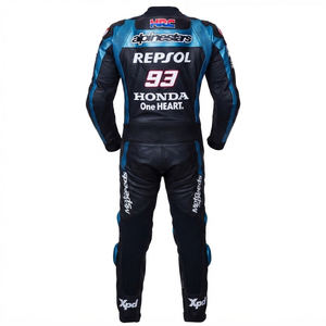 Traje de Carreras MotoCP de Marc Marquez, Traje de Cuero Premium de Una Pieza para Pista con Deslizadores, Mono/Traje OEM con Protección CE - Product Image 2
