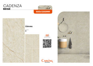 Carreaux de porcelaine émaillée effet veiné Premium Look 60x120cm Cadenza Beige, finition sculptée, haute qualité, 600x1200mm, pour chambre à coucher - Product Image 2