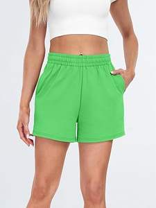 Shorts Deportivos de Mujer, Personalizables con Logotipo, Transpirables, de Secado Rápido, Cintura Alta, para Verano, Running, Gimnasio, en Algodón y Felpa Beige - Product Image 3
