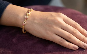 Divyoro Geometric <b>Ruby</b> CZ Chain <b>Bracelet</b> Women's Gold Plated Classic Engagement Party Gift Bezel Setting Wedding - Product Image 3