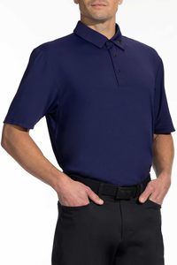 Chemise de golf bleu marine en coton, tissu anti-plis, respirant, doux, confortable, léger, logo brodé personnalisé - Product Image 2