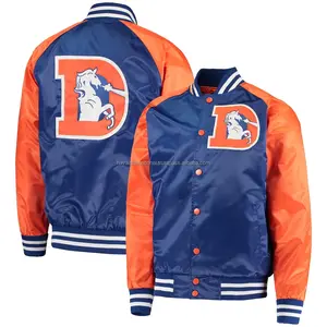 Куртка оранжевая и Синяя атласная молодежная с принтом логотипа на заказ