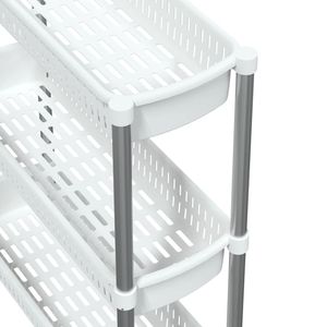 3-Tier Silver and White Aluminum Kitchen <b>Storage</b> <b>Trolley</b> - Product Image 5