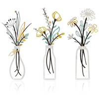 Lot de 3 Vases Muraux en Fer Blanc – Décoration Murale Minimaliste et Moderne pour Chambre d'Enfant – Cadre de Vase Mural avec Revêtement Poudré pour Salon