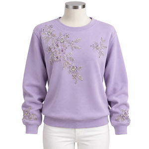 Sudadera de Cuello Redondo y Manga Larga 100% Algodón para Mujer, Talla Grande para Invierno, Diseño de Colibrí con Pedrería - Product Image 2