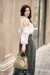 Women's Ivory Cold Shoulder Ruffle Blouse <b>Layered</b> Flounce Long Sleeve Chiffon Shirt Elegant Feminine Casual <b>Top</b> STELA - Product Image 5