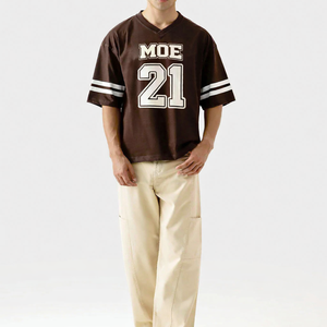 Maillots de football américain pour hommes en gros, personnalisés, en mesh, à manches courtes, avec impression de numéro, coupe oversize, style streetwear, OEM - Product Image 5