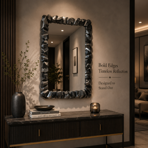 Luxury Black Geometric Wall <b>Mirror</b> Modern Textured <b>Rectangular</b> Accent <b>Mirror</b> Artistic Designer Frame <b>Mirror</b> for Home,Living Room - Product Image 4