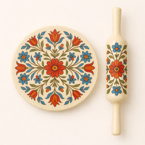 Rouleau à pâtisserie traditionnel Chakla Belan en marbre, bois et métal pour les boulangers au meilleur prix - Product Image 2