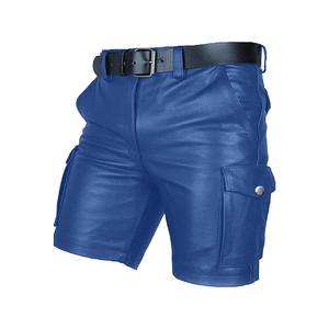 Pantalones Cortos Cargo Azules para Hombre, Cintura Media, con Presillas para Cinturón, Estilo Bermuda Informal, con Bolsillos, Material de Poliéster - Product Image 4