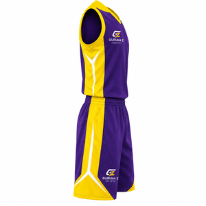 Conjunto de Uniforme de Baloncesto GURUNA Z INDUSTRY, Diseño Sólido, Impresión por Transferencia de Calor, Transpirable, Absorbe la Humedad, 100% Poliéster, Deportivo - Product Image 3