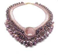 Collier ras du cou brodé en fil perlé, style bohème romantique, pour femme