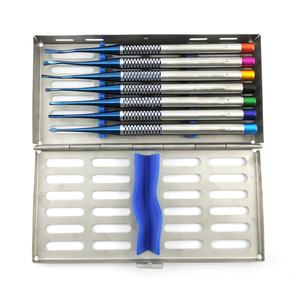 Juego de 7 piezas de elevadores de raíz azules para dentista con bandeja, instrumentos dentales para implantes de titanio - Product Image 2