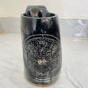 แก้วน้ำทำมือลายโลโก้วิกกิ้งจากเขาควายขัดเงา แกะสลักด้วยมือ ของแท้ คุณภาพดีที่สุด ราคาถูกที่นี่ เป็นมิตรกับสิ่งแวดล้อม - Product Image 1