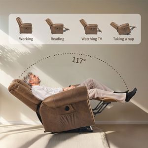 Poltrona Elettrica Reclinabile con 8 Punti di Massaggio e Riscaldamento, Tessuto Tecnico, Motore Singolo, per Anziani - Product Image 6