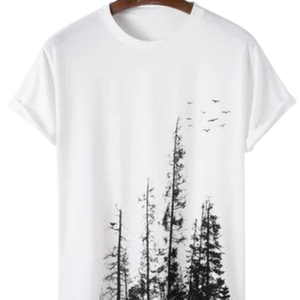 Men's Short Sleeve O-Neck T-<b>Shirt</b> White <b>100</b>% <b>Polyester</b> Jersey Casual Regular Fit Breathable Digital Print Washed Quick Dry - Product Image 6