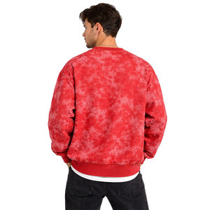 OEM Custom Printed Red Acid Wash <b>Sweatshirt</b> Oversized Fit Crew Neck Pullover Soft Cotton Blend Casual Streetwear Apparel - Product Image 4