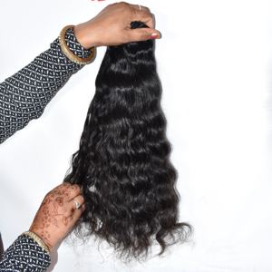 Bundle indien pas cher couleur naturelle 100% machine double trame gros traitement des vagues aucun cuticule aligné femmes noires cheveux humains - Product Image 2