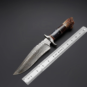 Handmade Damascus Steel Hunting <b>Knife</b> With <b>Bone</b> <b>Handle</b> Smooth Edge Outdoor Camping Use Durable Compact Design - Product Image 3