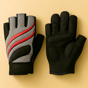 Gants de cyclisme en cuir demi-doigts, antidérapants, respirants, légers, avec sangle de poignet réglable, emballage personnalisé, fabriqués au Pakistan - Product Image 5