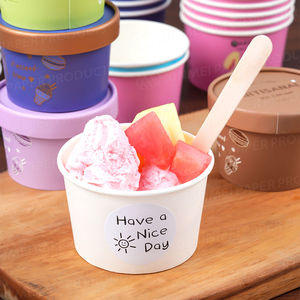 Gobelets à yaourt jetables à double paroi en gros avec couvercles – Gobelets en papier écologiques et recyclables pour crème glacée et yaourt – Vente en gros - Product Image 5