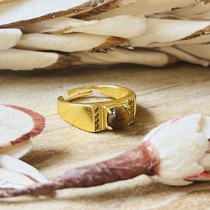 High Demand <b>Tiger</b> <b>Eye</b> <b>Ring</b> Boho Brass <b>Rings</b> Womens 18k Gold Plated Geometric Tribal Band Signet Jewelry For Wholesale/OEM/ODM - Product Image 1