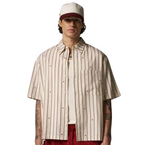 Men Classic Stripe Shirt Short Sleeve Button <b>Down</b> Casual Summer Breathable Lightweight Woven Top OEM Wholesale Supply - Product Image 5